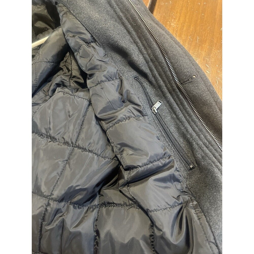 Dockers Mens Wool Blend Overcoat Charcoal Grey Quilted Lined Car Coat Large - Picture 4 of 5